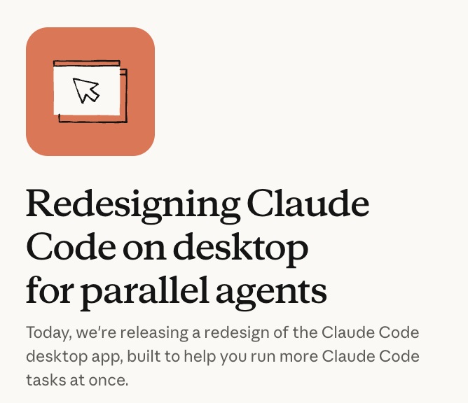 Redesigning Claude Code on desktop for parallel agents